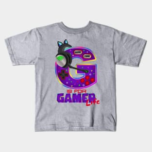 G is for gamer LIFE (girly design) Kids T-Shirt